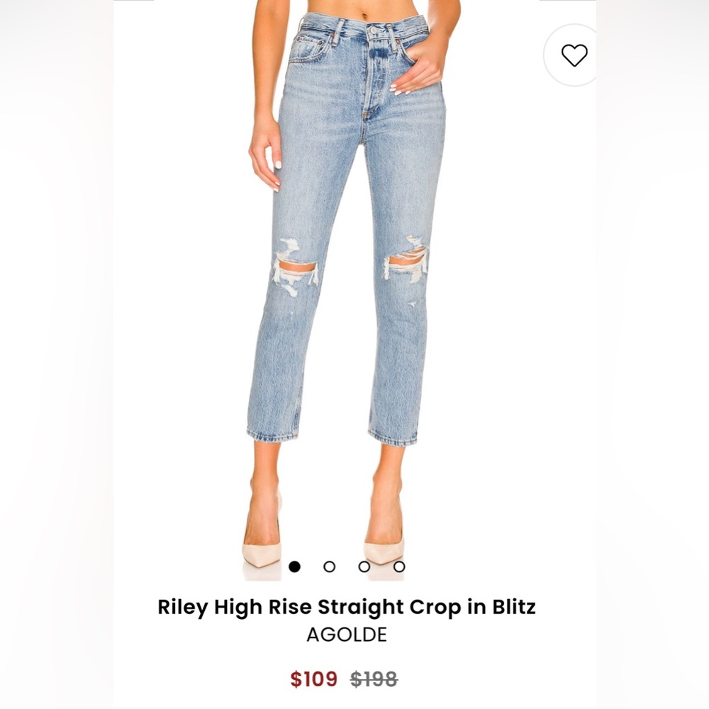 Agolde Los Angeles Riley High Rise Straight Crop Jeans